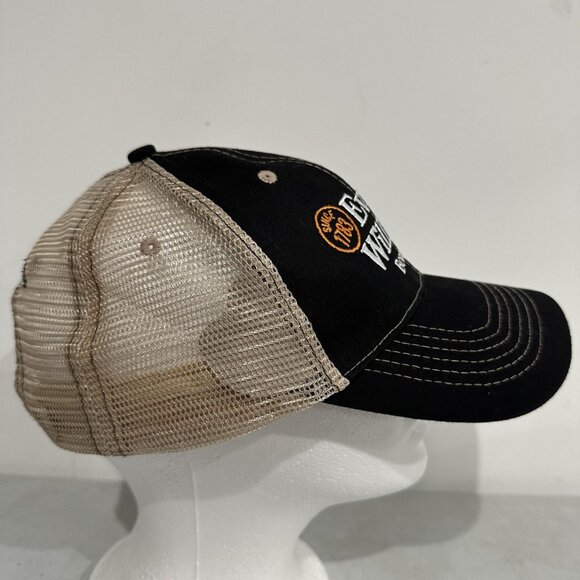 Evan Williams Bourbon Hat Cap Snap Back Black Tan Trucker Mesh Embroidered Mens - Picture 4 of 7